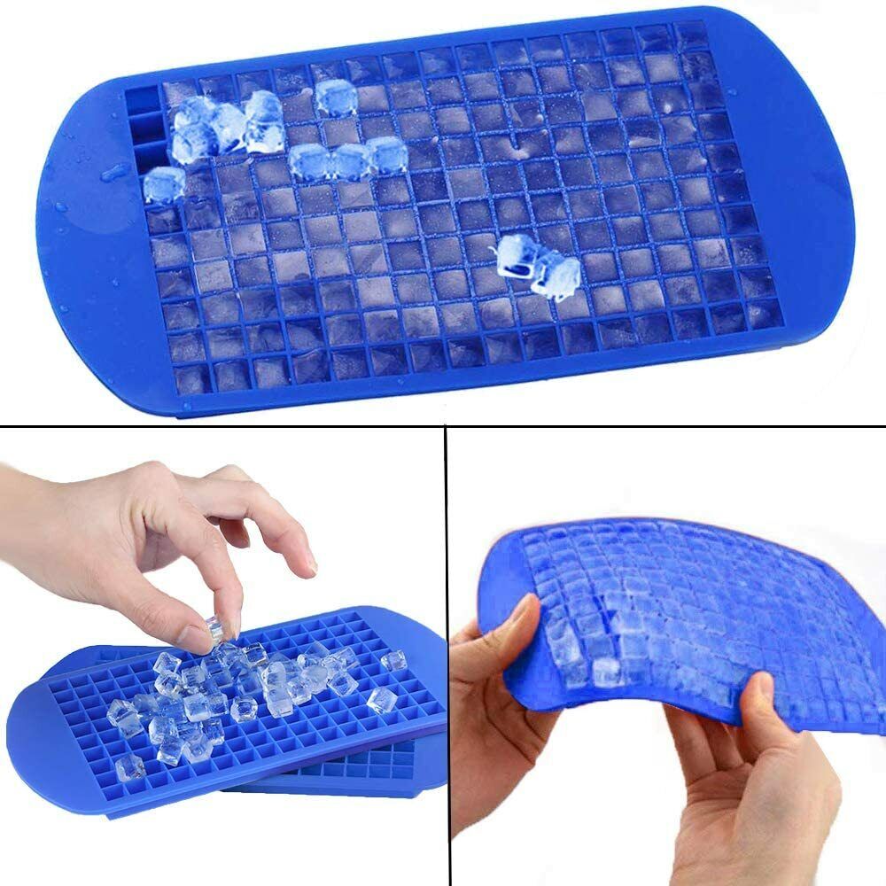 2 Mini Ice Cube Mold Trays- 160 2-Pack Mini Ice Cube Trays – 160 Grid Silicone Ice Mold for Crushed Ice & Cocktails