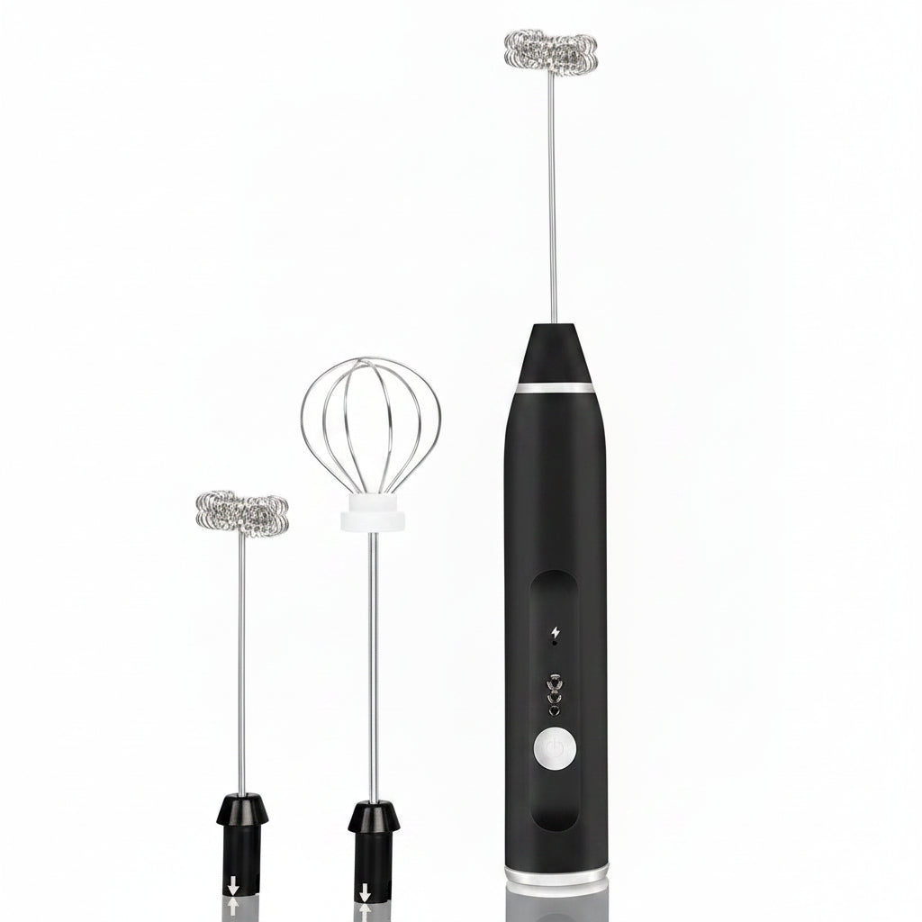 USB Rechargeable Milk Frother Wand – 3-Speed Handheld Coffee Foam Maker & Egg Beater