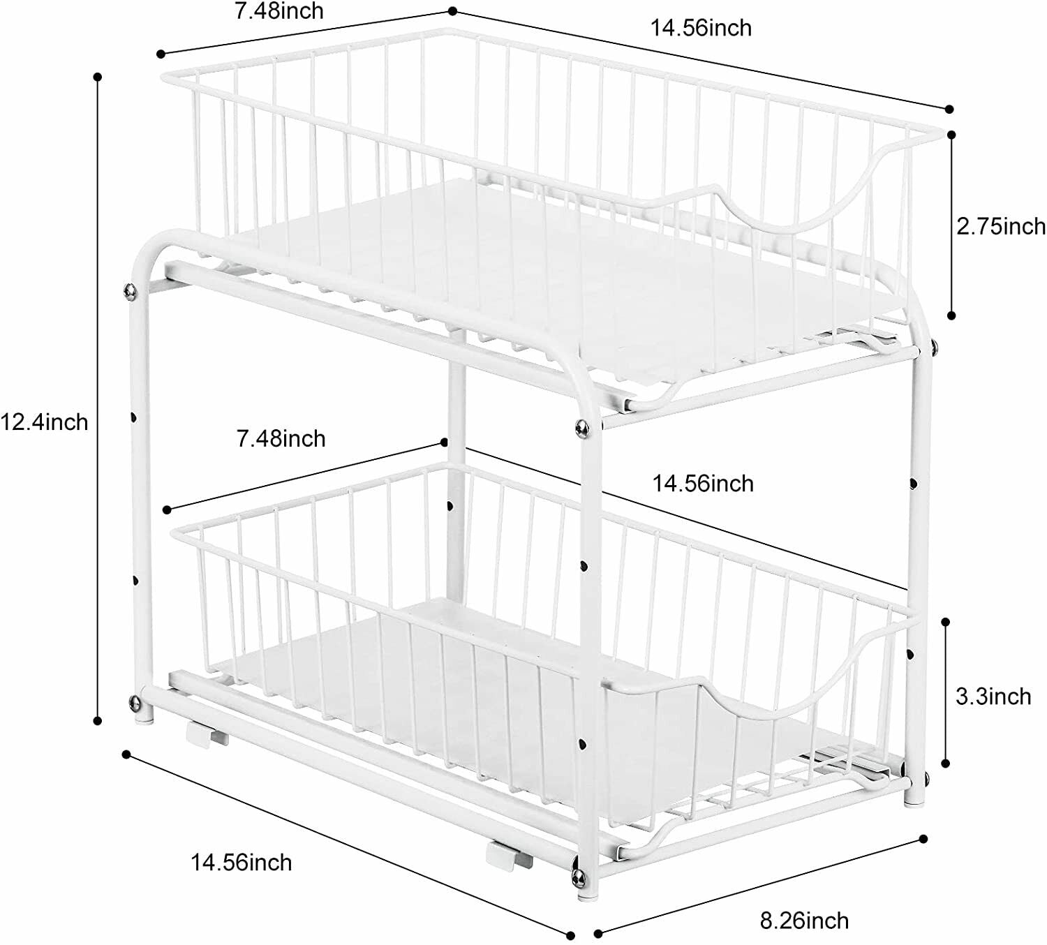 2-Tier Under Sink Organizer with Sliding Drawers – Pull Out Cabinet Storage Rack