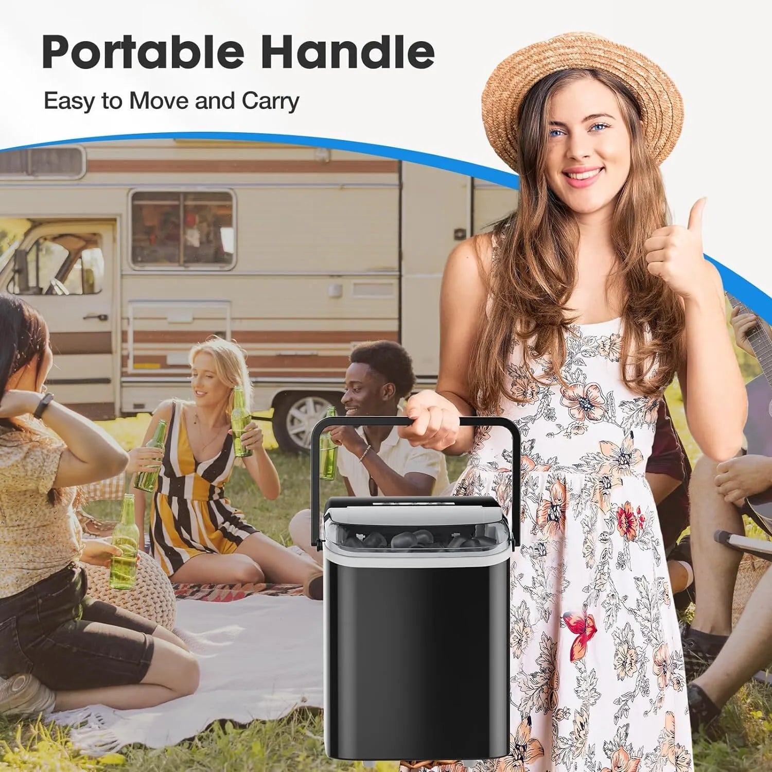 Portable Countertop Ice Maker – 26lbs/24Hrs Bullet Ice Machine with Scoop