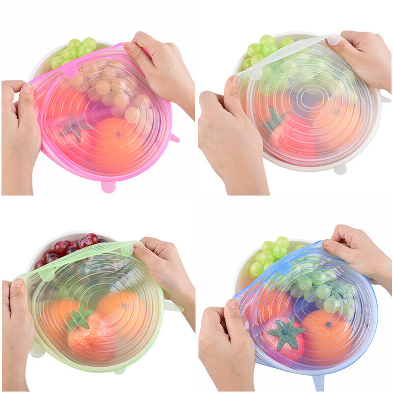 12 Pcs Silicone Stretch Reusable Sealed Food Storage Wraps