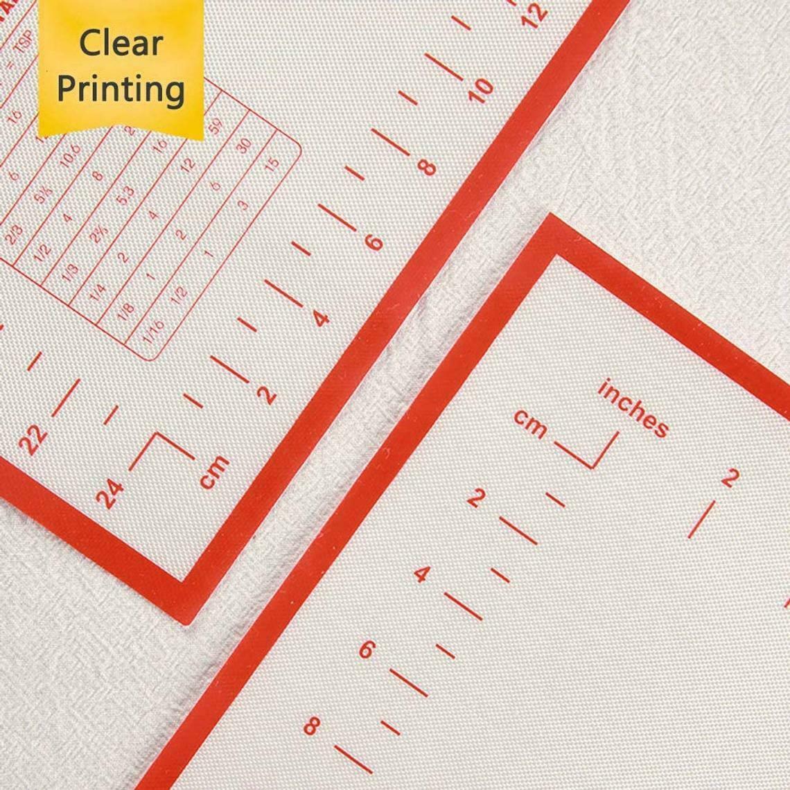 2-Pack Silicone Pastry Baking Mats – Non Slip Nonstick Dough Rolling Mats with Measurements