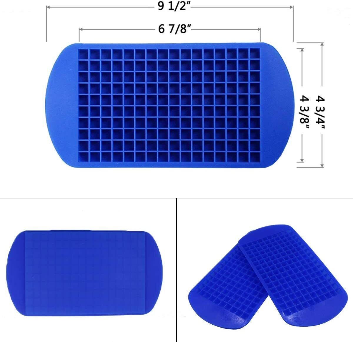 2 Mini Ice Cube Mold Trays- 160 2-Pack Mini Ice Cube Trays – 160 Grid Silicone Ice Mold for Crushed Ice & Cocktails