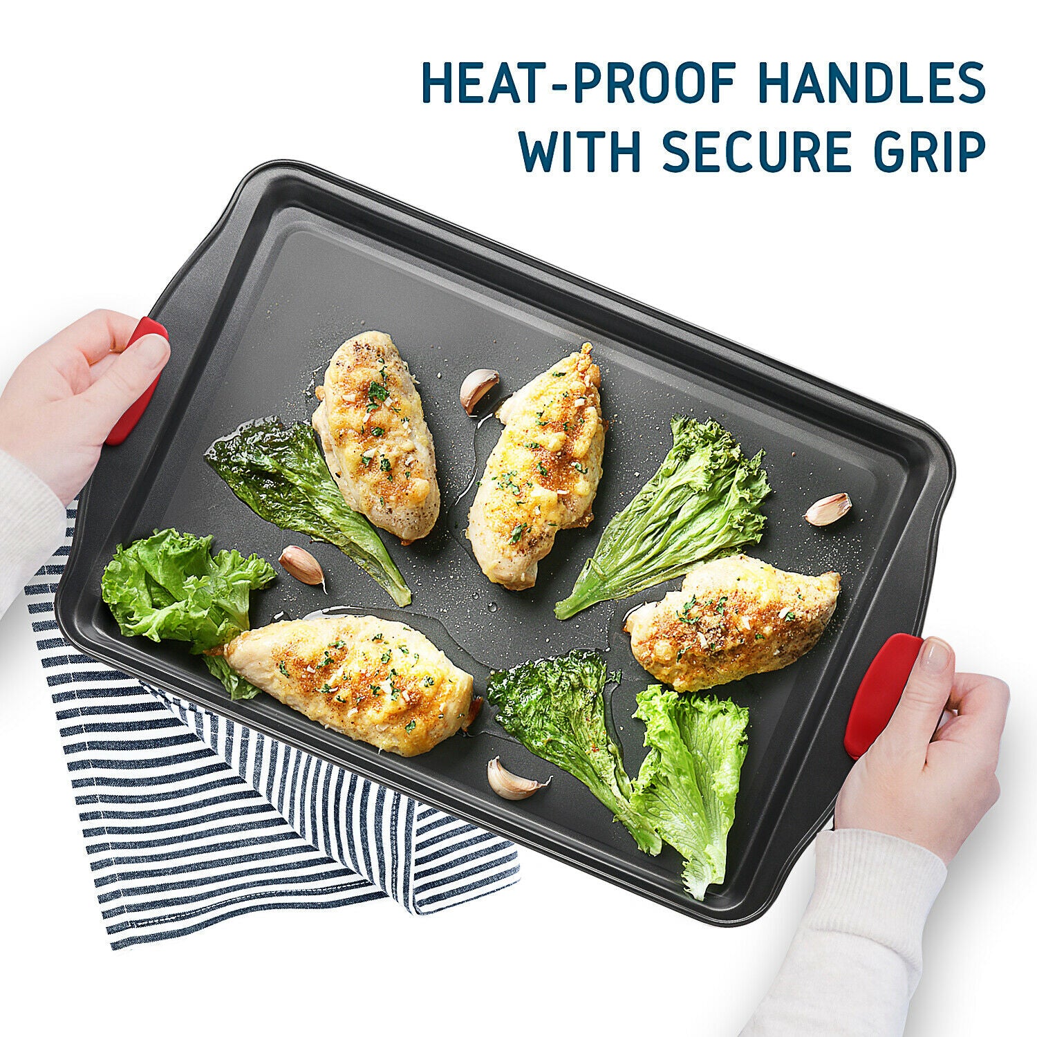 6-Piece Nonstick Baking Sheet Pan Set – Cookie Sheets with Silicone Brushes & Spatula