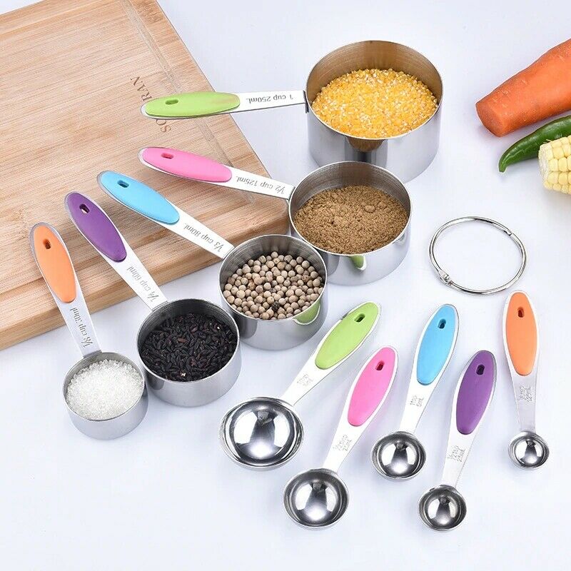 Gold Measuring Spoons - Set of 7 Includes Leveler - Premium Heavy-Duty Stainless Steel