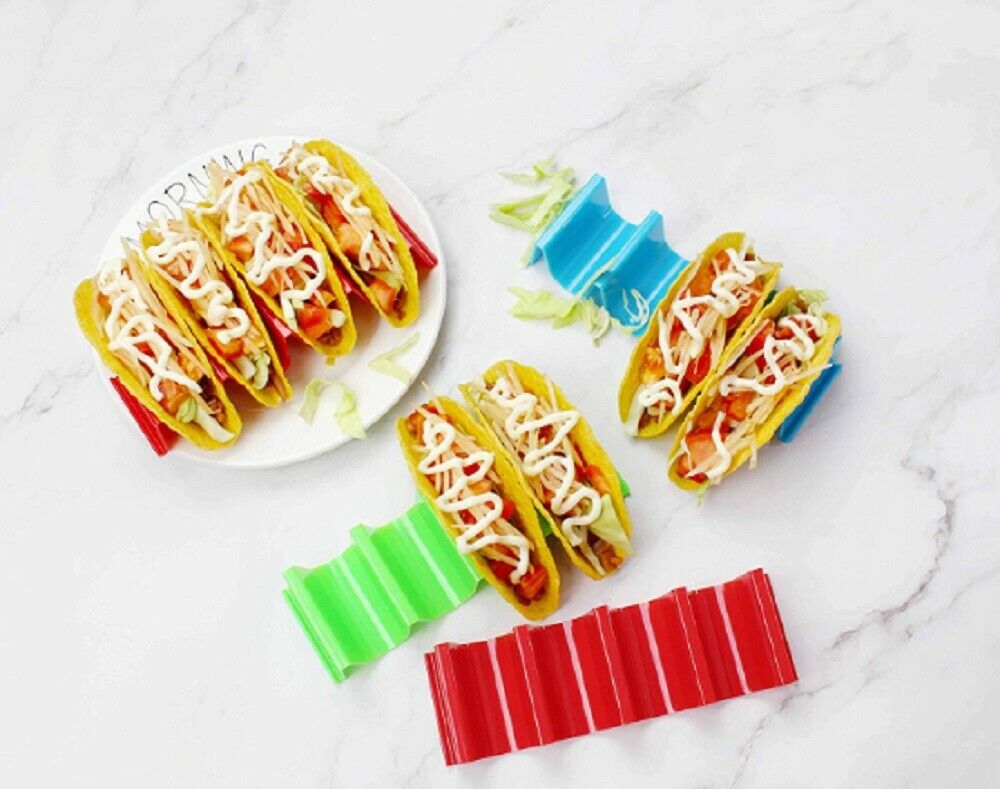 4-Pack Taco Holder Stand Set – BPA Free Taco Rack Trays for Hard & Soft Shell Tacos