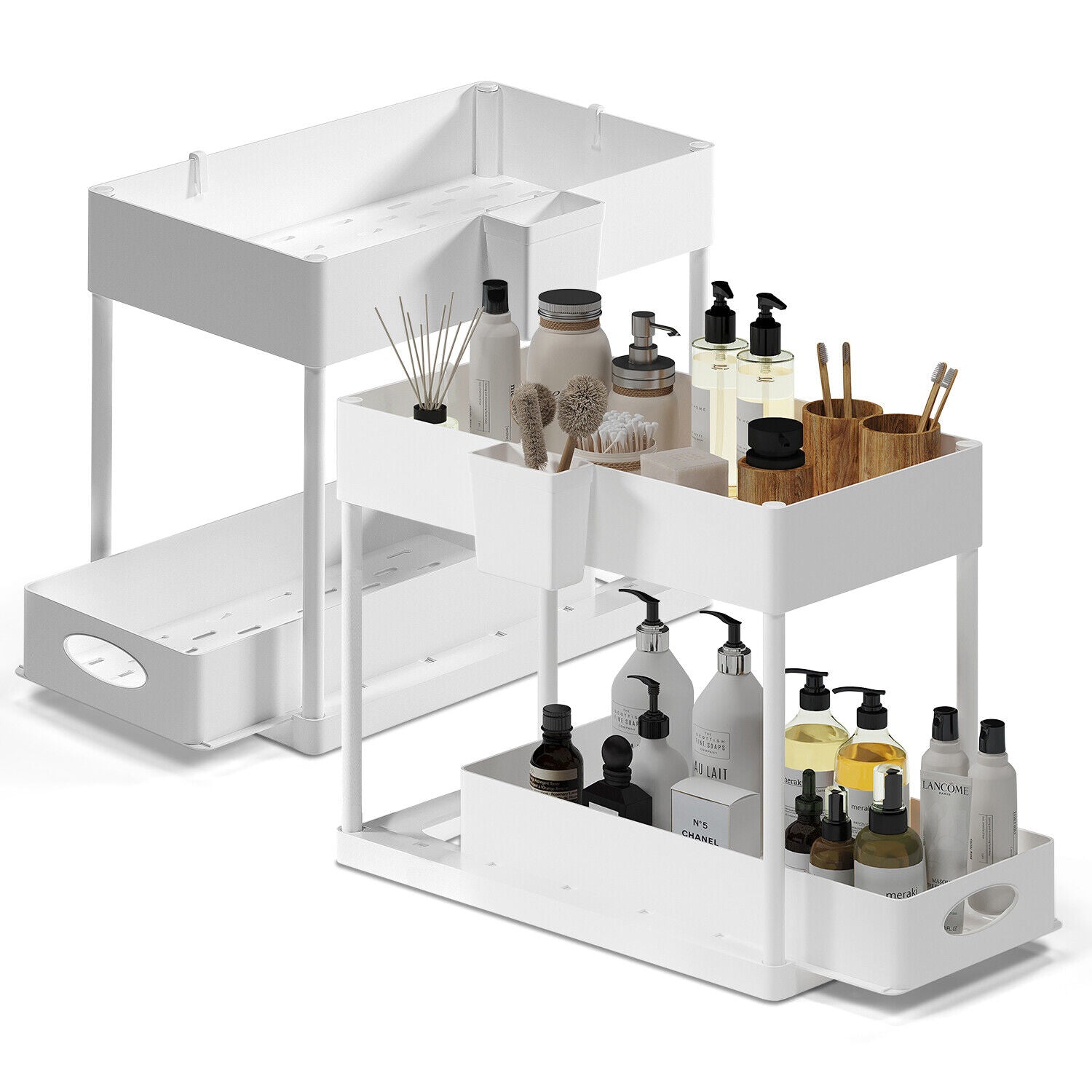 1 Pack or 2 Pack Under Sink Organizers with 2 Tier Sliding Drawers