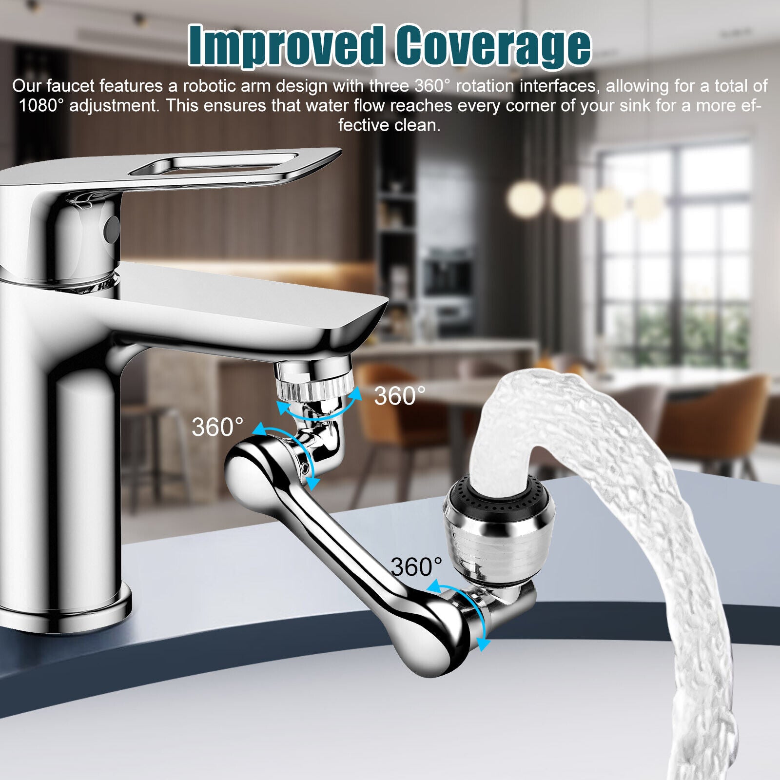 2-Pack 1080° Swivel Faucet Aerator – Universal Rotating Sink Sprayer Attachment