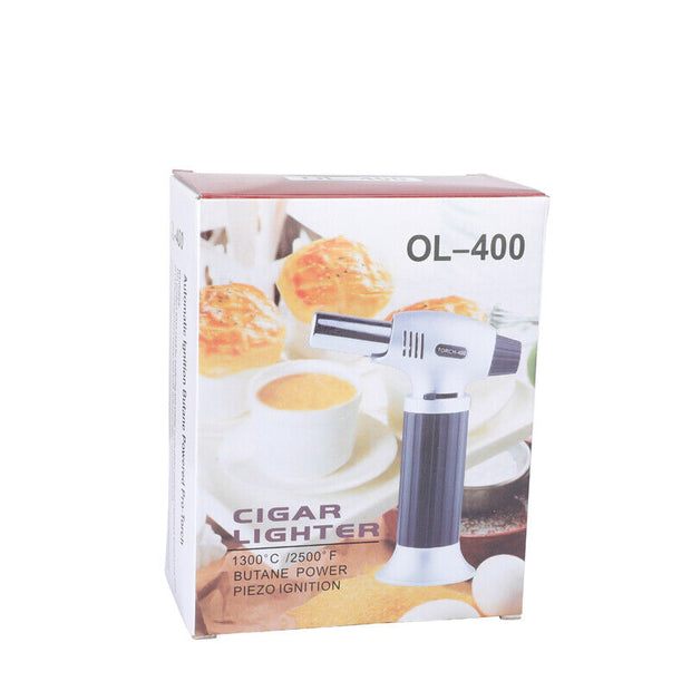 Refillable Butane Kitchen Torch Lighter, Fit All Butane Tanks Blow Torch with Safety Lock and Adjustable Flame for Desserts.