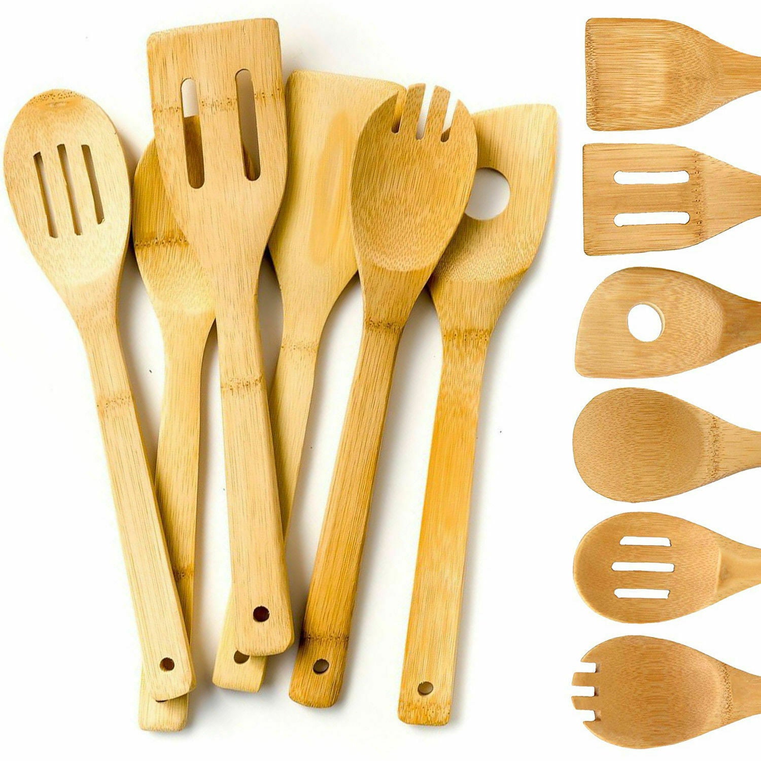 6-Piece Bamboo Cooking Utensil Set – Nonstick Wooden Kitchen Tools for Cooking & Serving