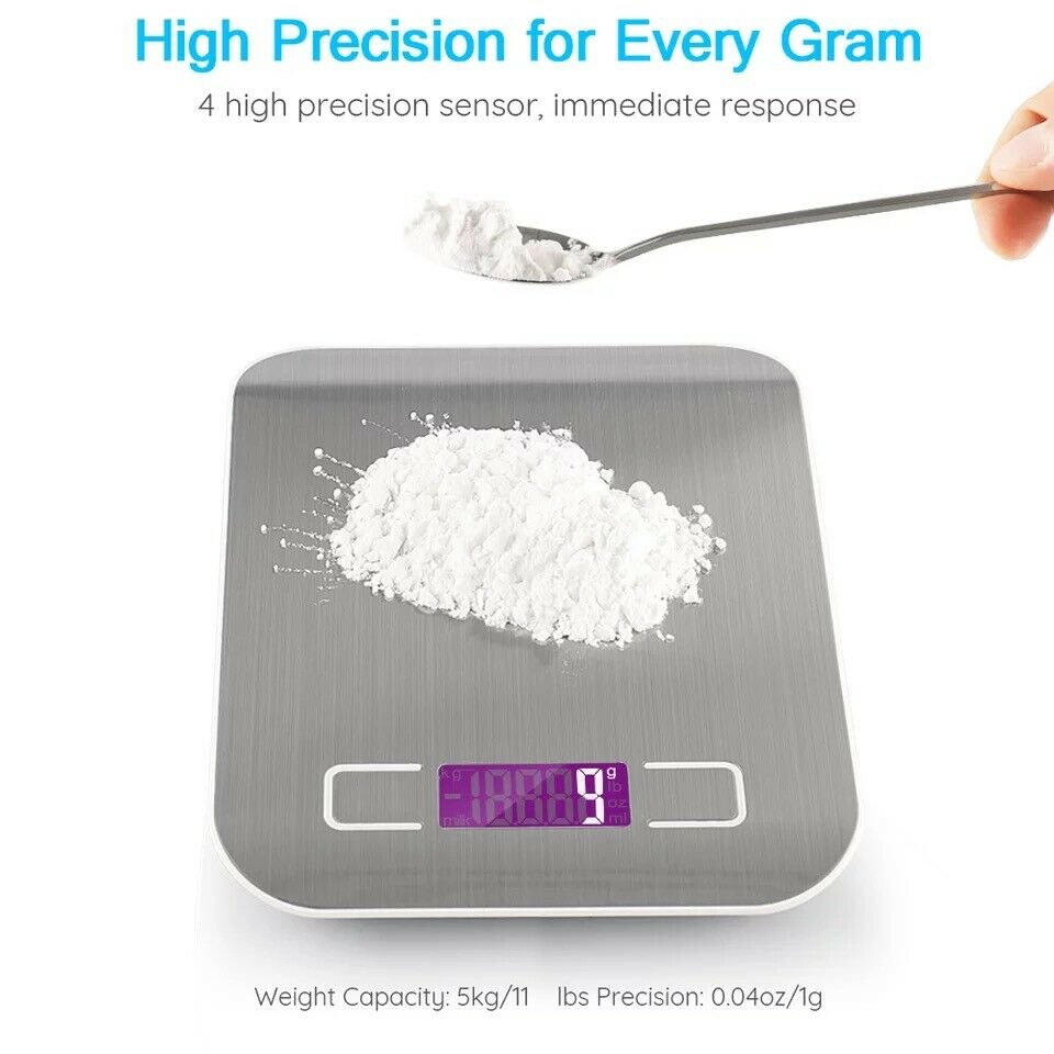 Digital Kitchen Food Scale – 11 lb Stainless Steel Electronic Weight Scale for Cooking & Baking