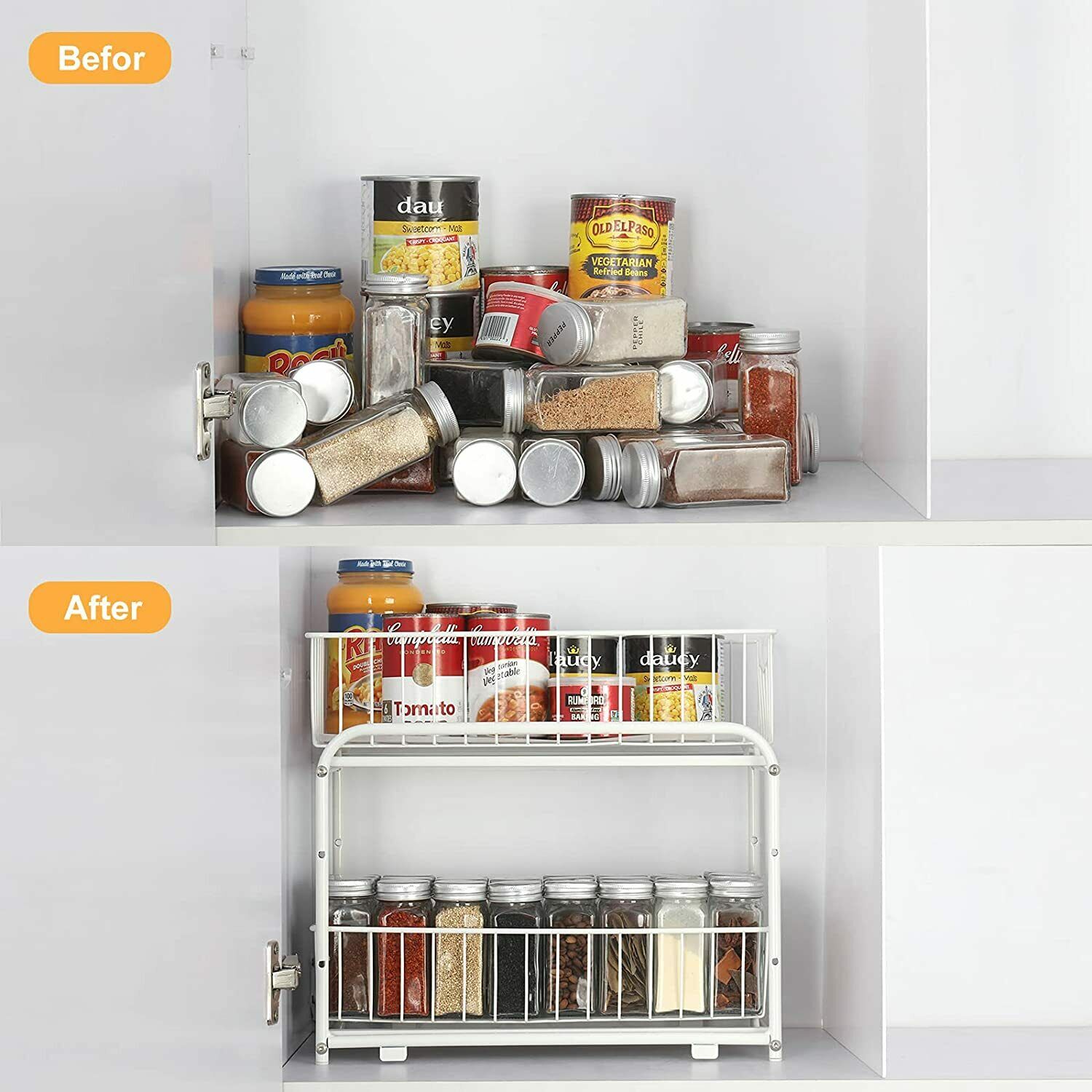 2-Tier Under Sink Organizer with Sliding Drawers – Pull Out Cabinet Storage Rack