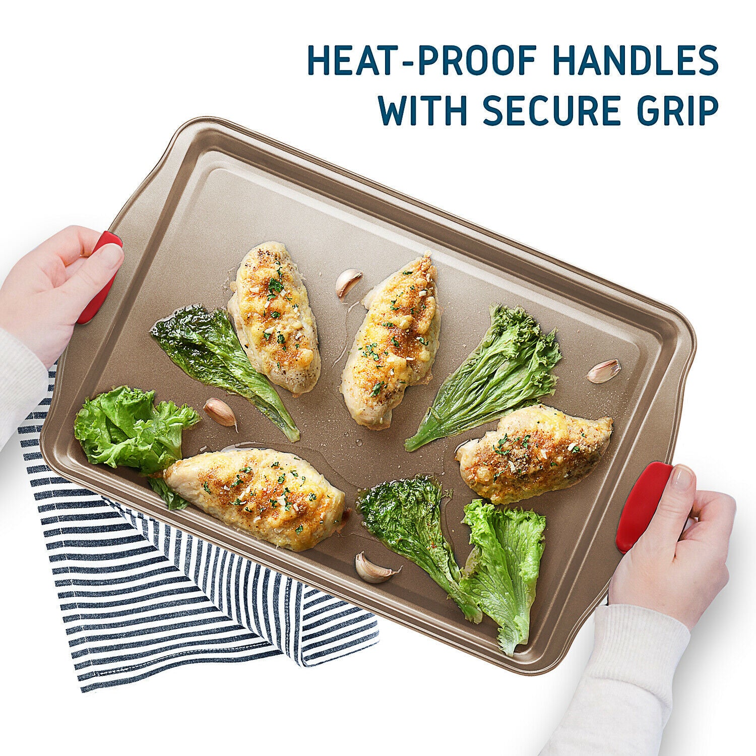 6-Piece Nonstick Baking Sheet Pan Set – Cookie Sheets with Silicone Brushes & Spatula