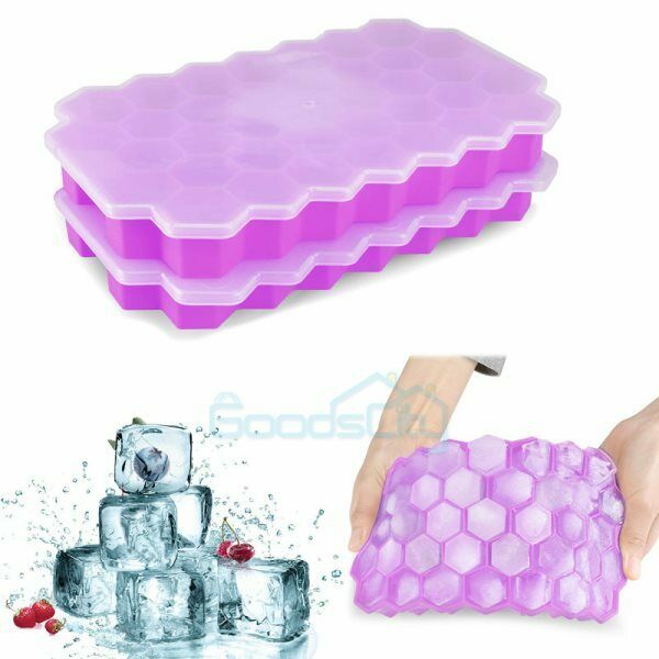 74 Case Silicone Ice Cube Tray With Lids 2-Pack