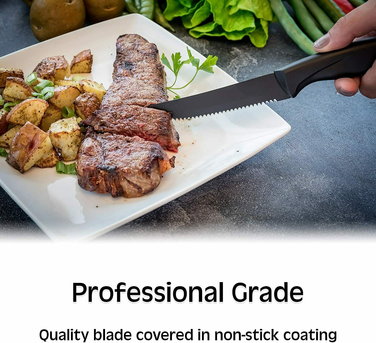 8-Piece Serrated Steak Knife Set – Professional Stainless Steel Sharp Dinner Knives