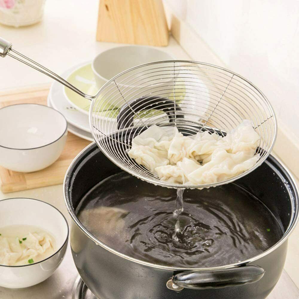 3-Piece Stainless Steel Spider Strainer Set – Wire Skimmer Ladles for Frying & Pasta