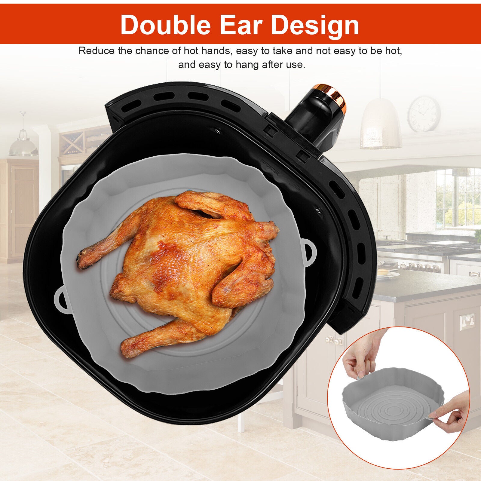 2-Pack Air Fryer Silicone Liners – Reusable Nonstick Oven Safe Basket Inserts