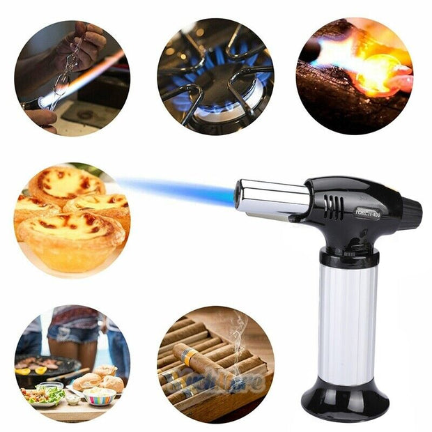 Refillable Butane Kitchen Torch Lighter, Fit All Butane Tanks Blow Torch with Safety Lock and Adjustable Flame for Desserts.