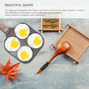 4 Hole Omelet Pan- Burger, Egg, Ham, Pancake Maker With Free Brush & Spatula