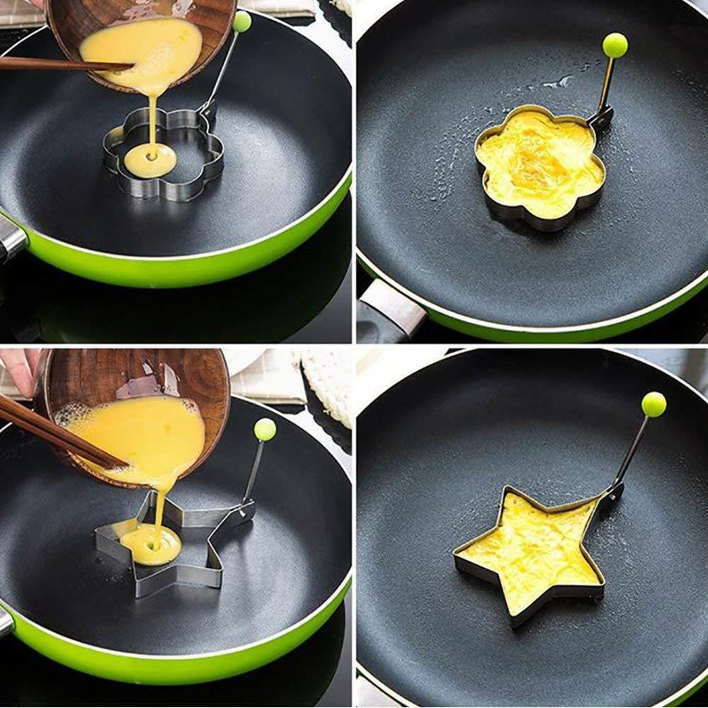 5-Piece Nonstick Egg Ring Mold Set – Stainless Steel Pancake & Breakfast Sandwich Cooker