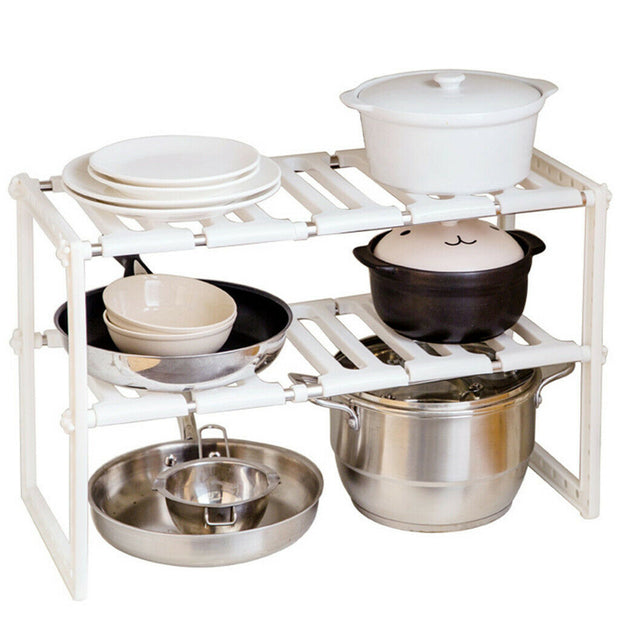 2-Tier Under Sink Rack, Adjustable Shelf Storage Organizer