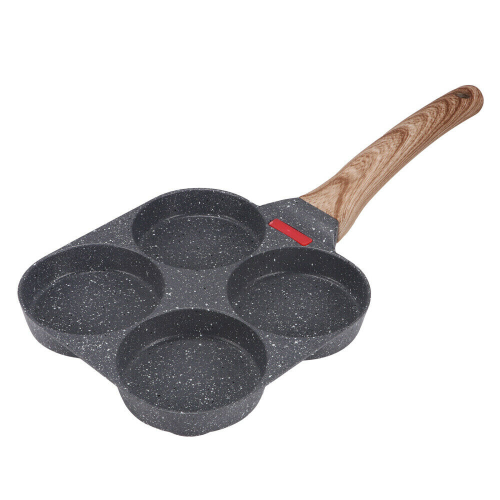 4 Hole Omelet Pan- Burger, Egg, Ham, Pancake Maker With Free Brush & Spatula