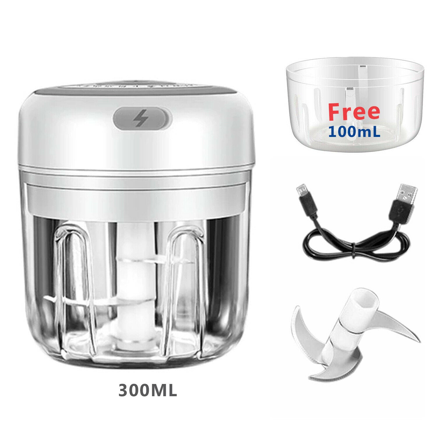Electric Mini Food Chopper & Garlic Mincer – USB Rechargeable Vegetable Onion Meat Grinder