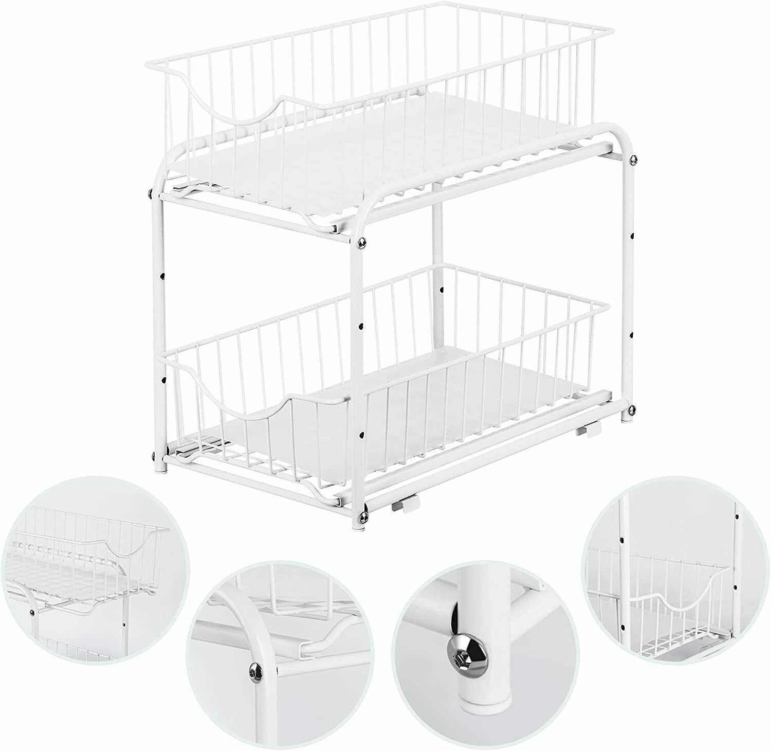 2-Tier Under Sink Organizer with Sliding Drawers – Pull Out Cabinet Storage Rack