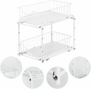 2-Tier Under Sink Organizer w/ Sliding Storage Drawer,Cabinet Organizer Kitchen