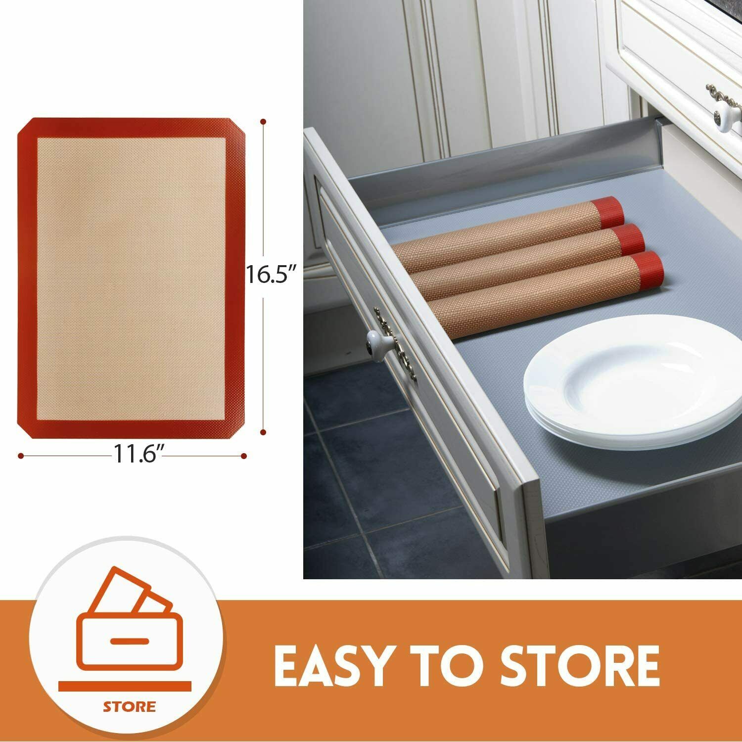 3-Pack Silicone, Nonstick, Heat Resistant, Baking Oven Mats