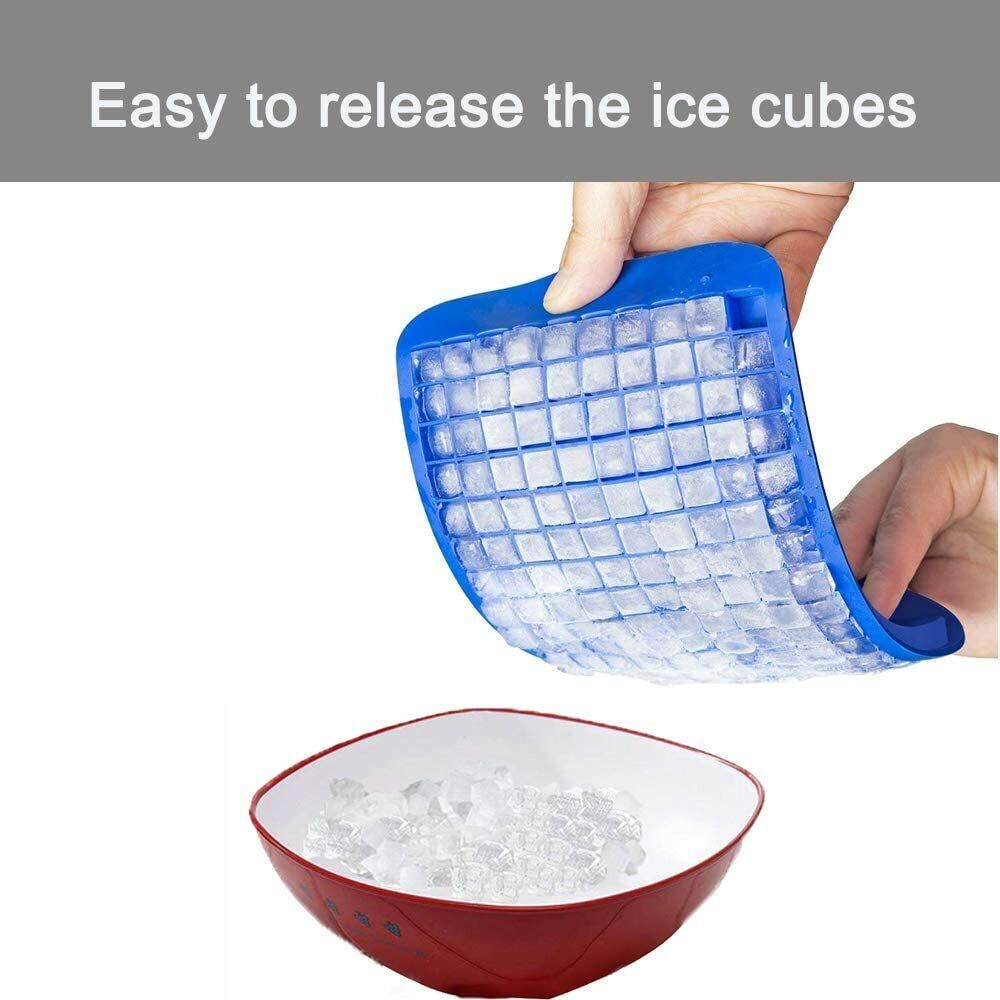 2 Mini Ice Cube Mold Trays- 160 2-Pack Mini Ice Cube Trays – 160 Grid Silicone Ice Mold for Crushed Ice & Cocktails