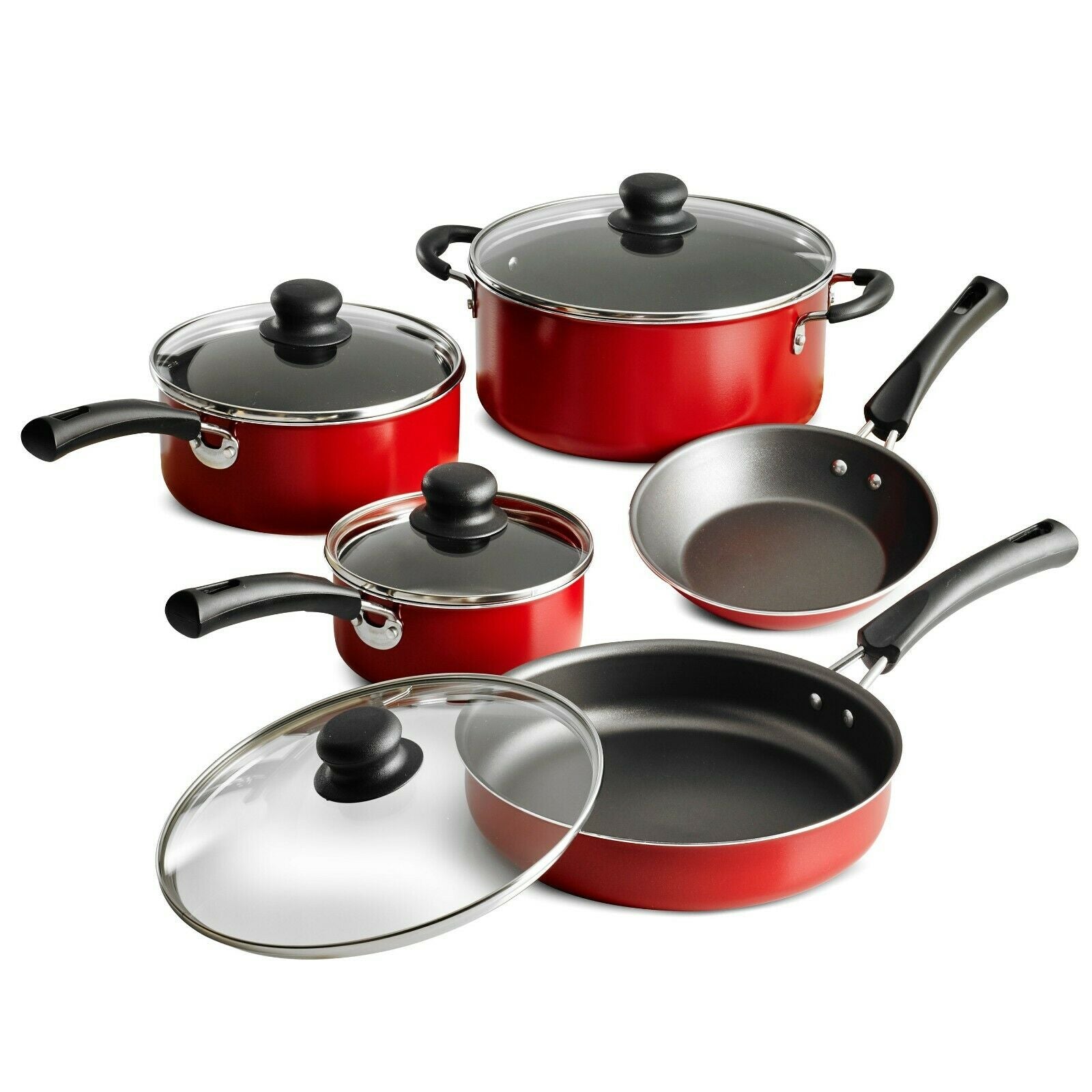 9-Piece Nonstick Cookware Set – Pots & Pans Kitchen Cooking Set with Glass Lids