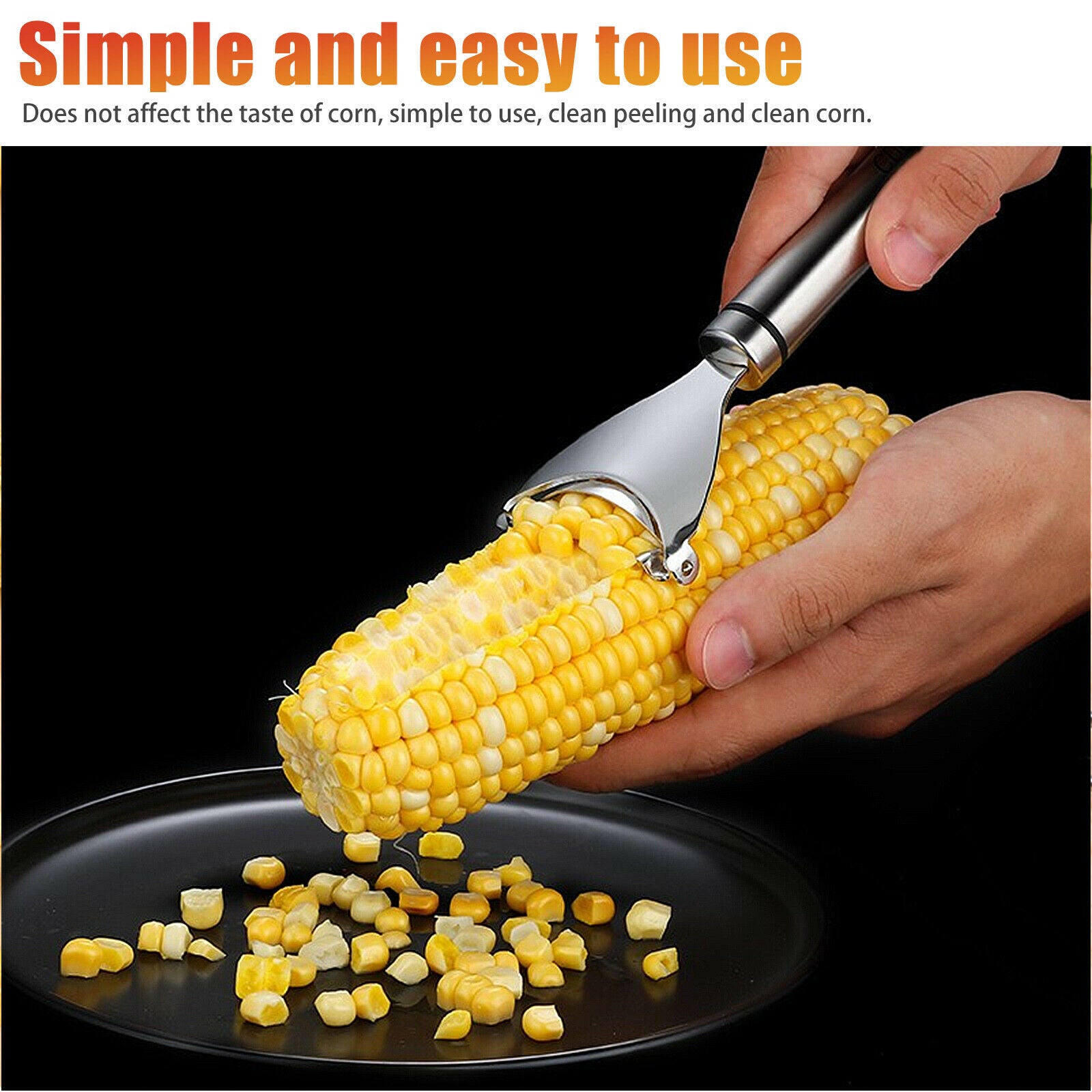 Stainless Steel Corn Peeler & Cob Stripper – One-Step Corn Kernel Cutter Remover Tool