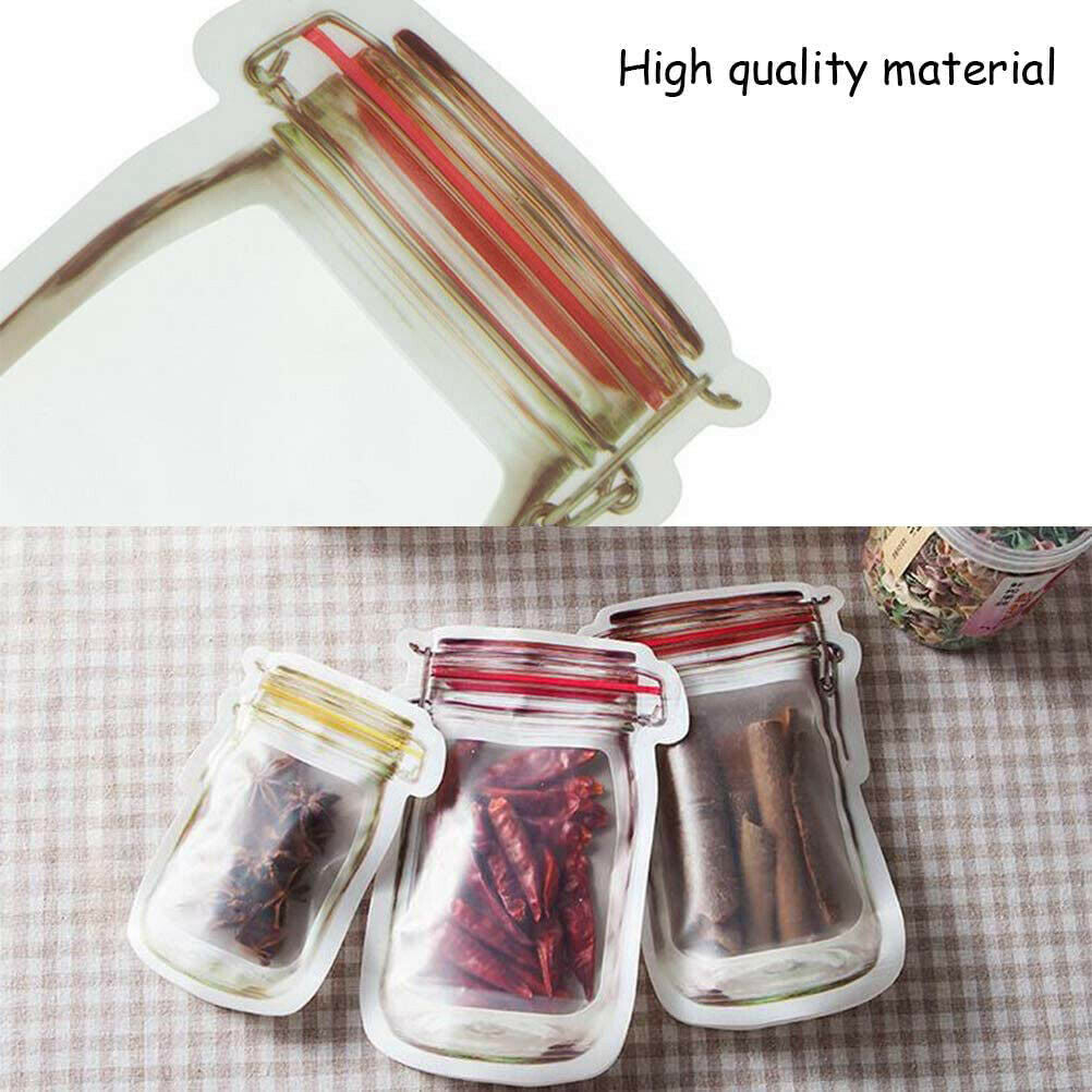 10/20/30/50/100 Mason Jar, Zipper, Re-Usable, Food Storage, Clear Ziplock Bags