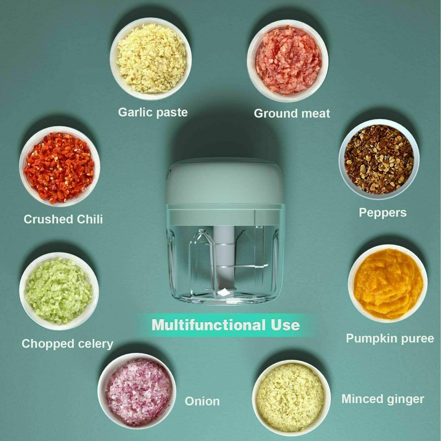 Electric Mini Food Chopper & Garlic Mincer – USB Rechargeable Vegetable Onion Meat Grinder