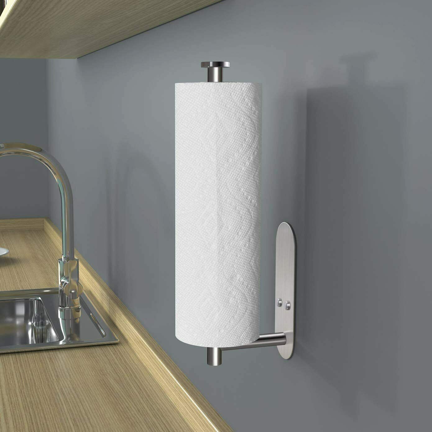Self Adhesive Paper Towel Holder – Stainless Steel Under Cabinet Kitchen Roll Rack