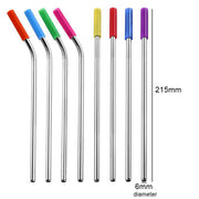 8 Pcs Stainless Steel Metal Drinking Reusable Straws + Cleaner Brush Kit