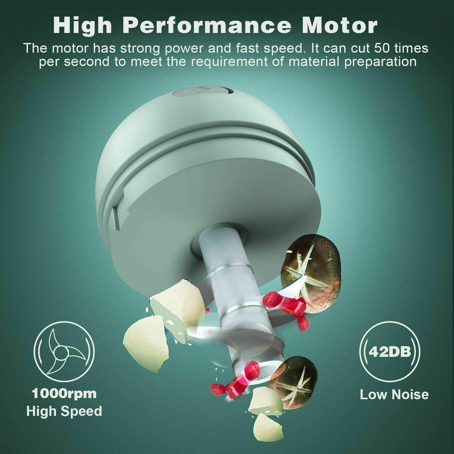 Electric Mini Food Chopper & Garlic Mincer – USB Rechargeable Vegetable Onion Meat Grinder