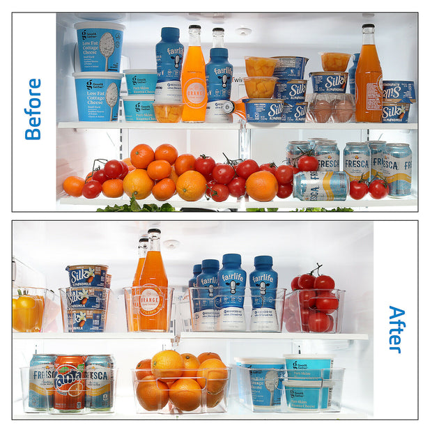 14 PC Clear Refrigerator Organizer Set, Storage Bins for Fridge, Freezer Or Pantry