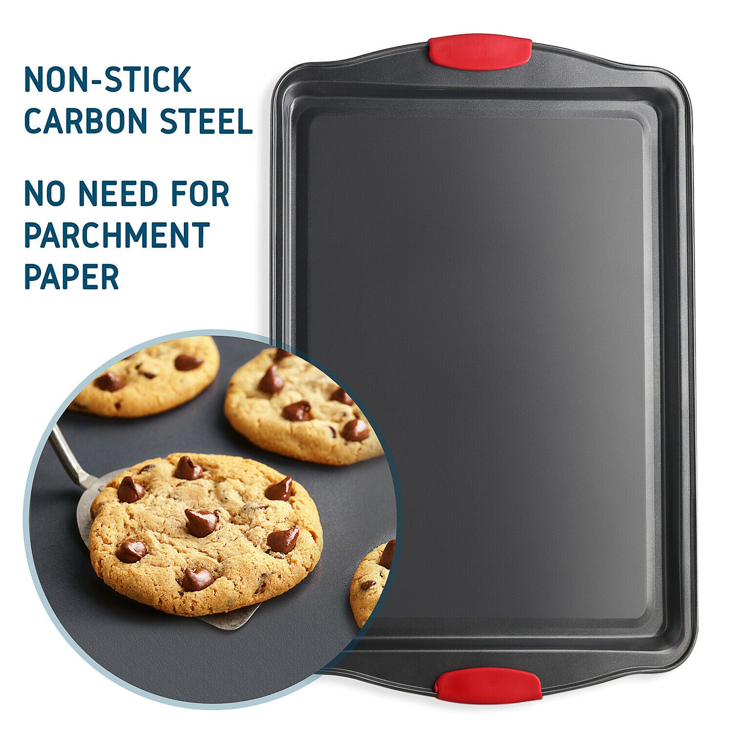 6-Piece Nonstick Baking Sheet Pan Set – Cookie Sheets with Silicone Brushes & Spatula