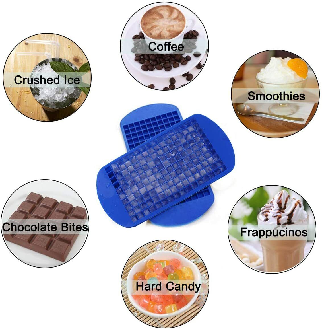 2 Mini Ice Cube Mold Trays- 160 2-Pack Mini Ice Cube Trays – 160 Grid Silicone Ice Mold for Crushed Ice & Cocktails