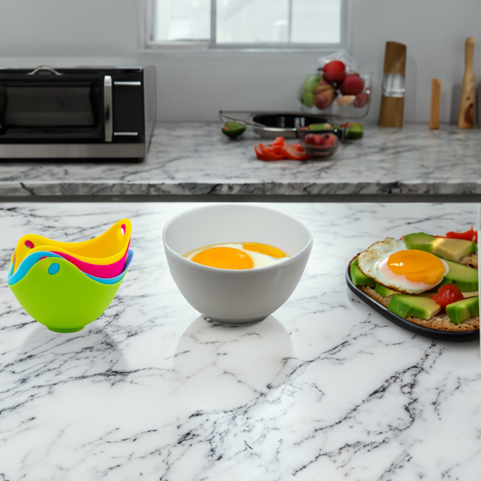 Silicone Egg Poacher Cups Set – Non Stick Microwave & Stovetop Egg Cooker for Perfect Poached Eggs