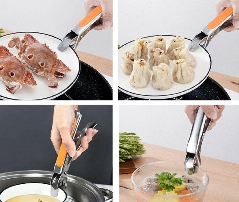 Stainless Steel Anti-Scald Pot Clip – Heat Resistant Plate, Bowl & Dish Gripper Tongs
