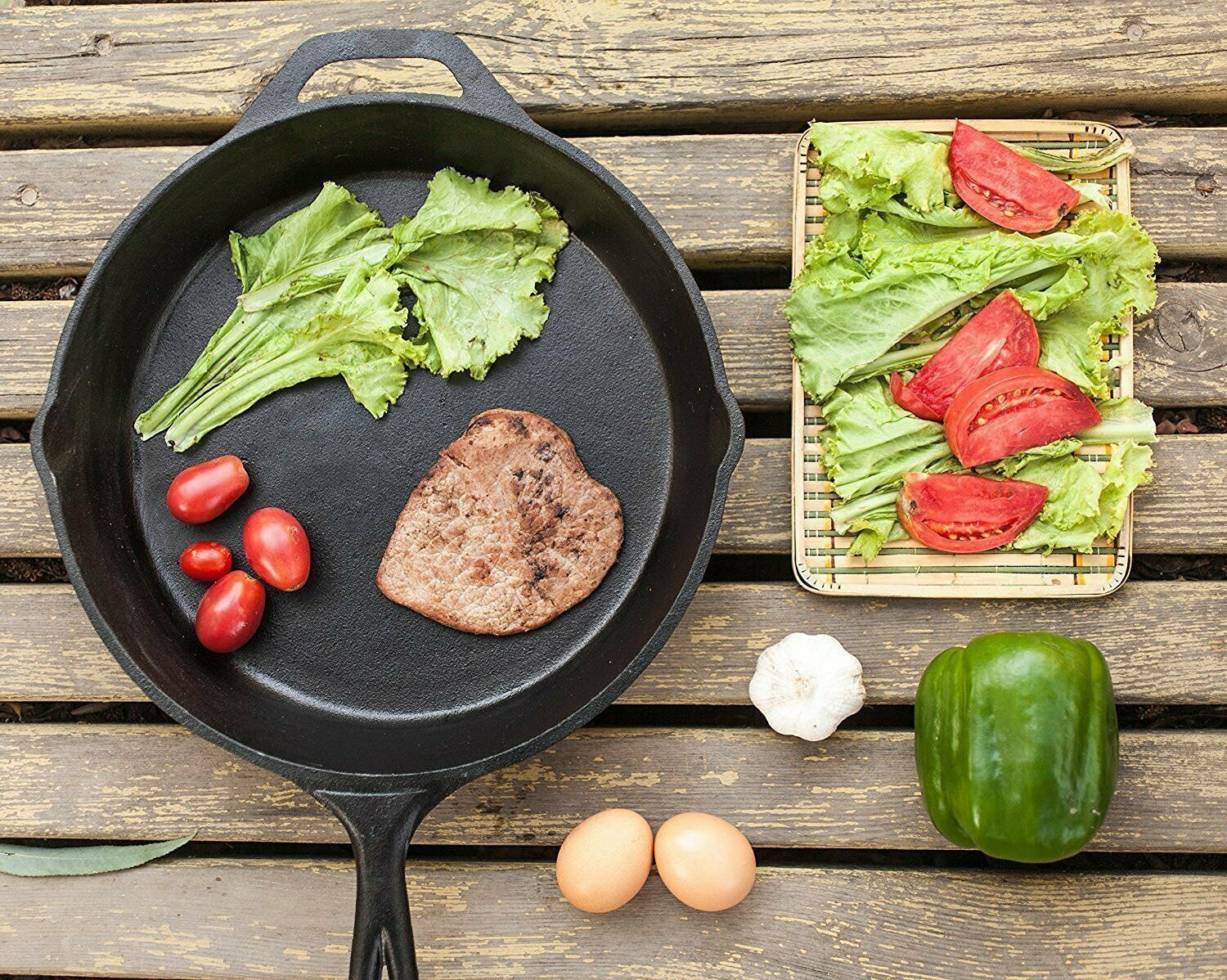 3-Piece Pre-Seasoned Cast Iron Skillet Set – 6”, 8” & 10” Frying Pans for Cooking