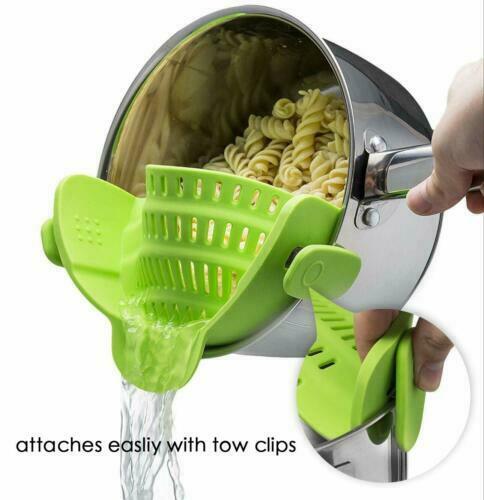 Snap on Strainer, Hands Free, Heat Resistant Silicone Colander