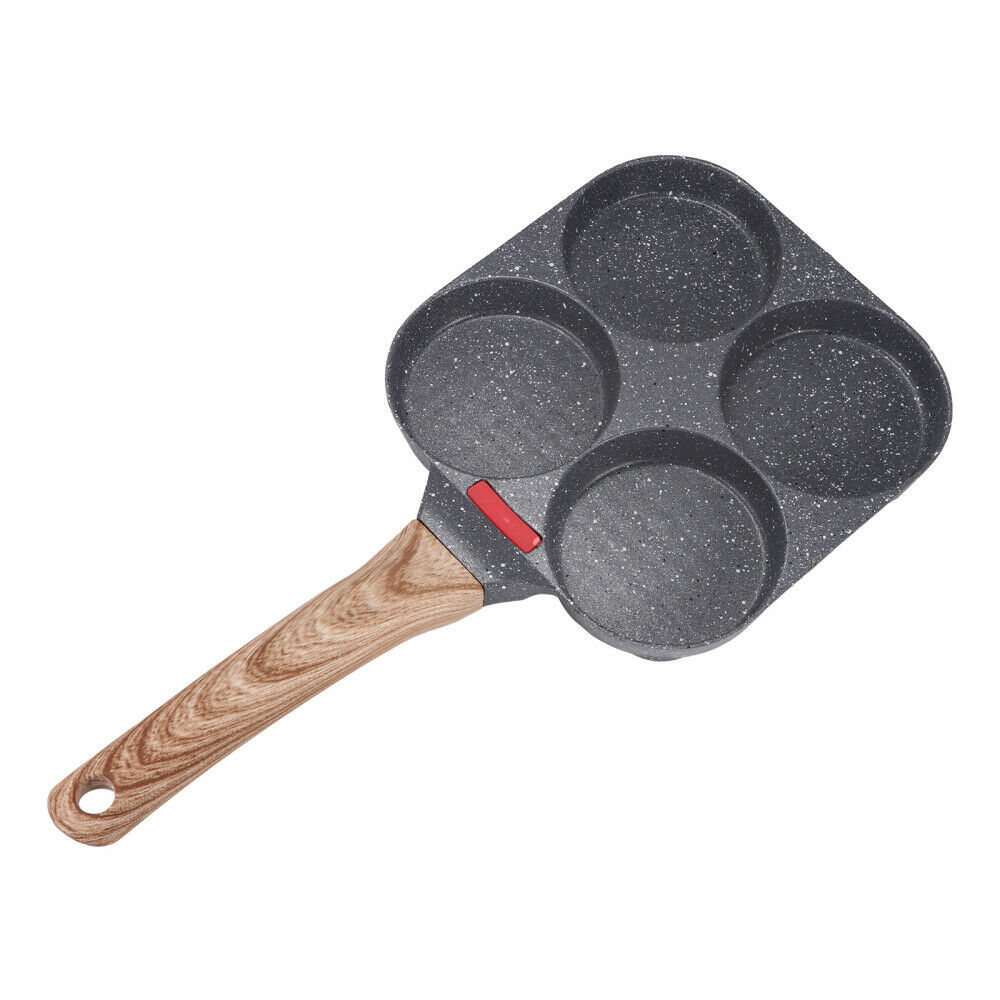 4 Hole Omelet Pan- Burger, Egg, Ham, Pancake Maker With Free Brush & Spatula