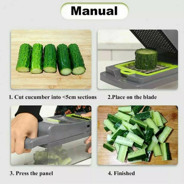 15-In-1 Vegetable Fruit Chopper, Cutter, Veggie Dicer Slicer With Container