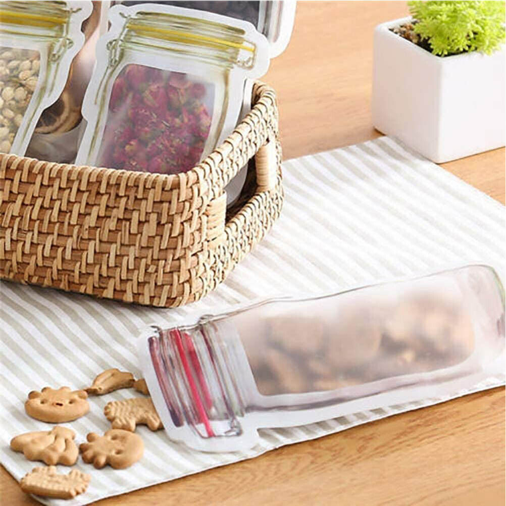 10/20/30/50/100 Mason Jar, Zipper, Re-Usable, Food Storage, Clear Ziplock Bags