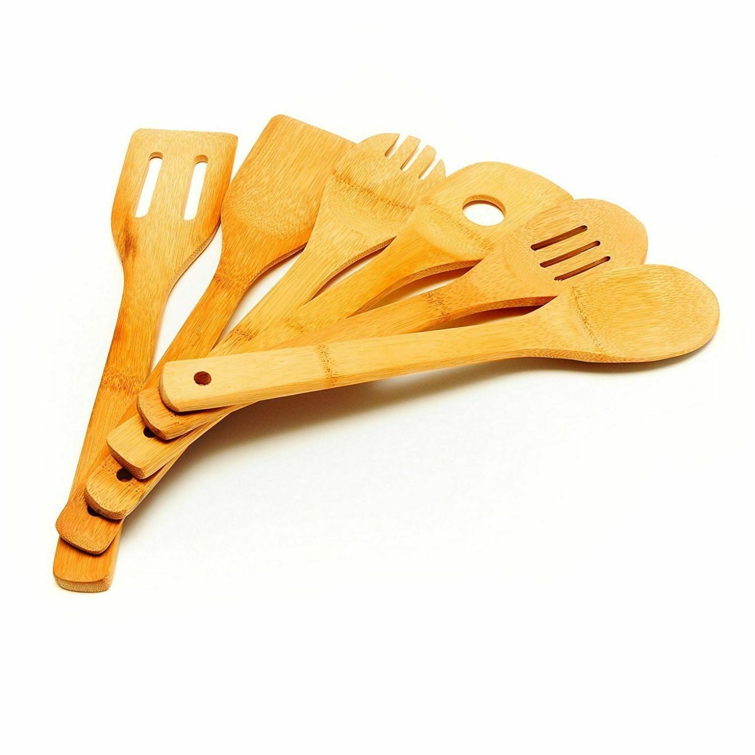 6-Piece Bamboo Cooking Utensil Set – Nonstick Wooden Kitchen Tools for Cooking & Serving