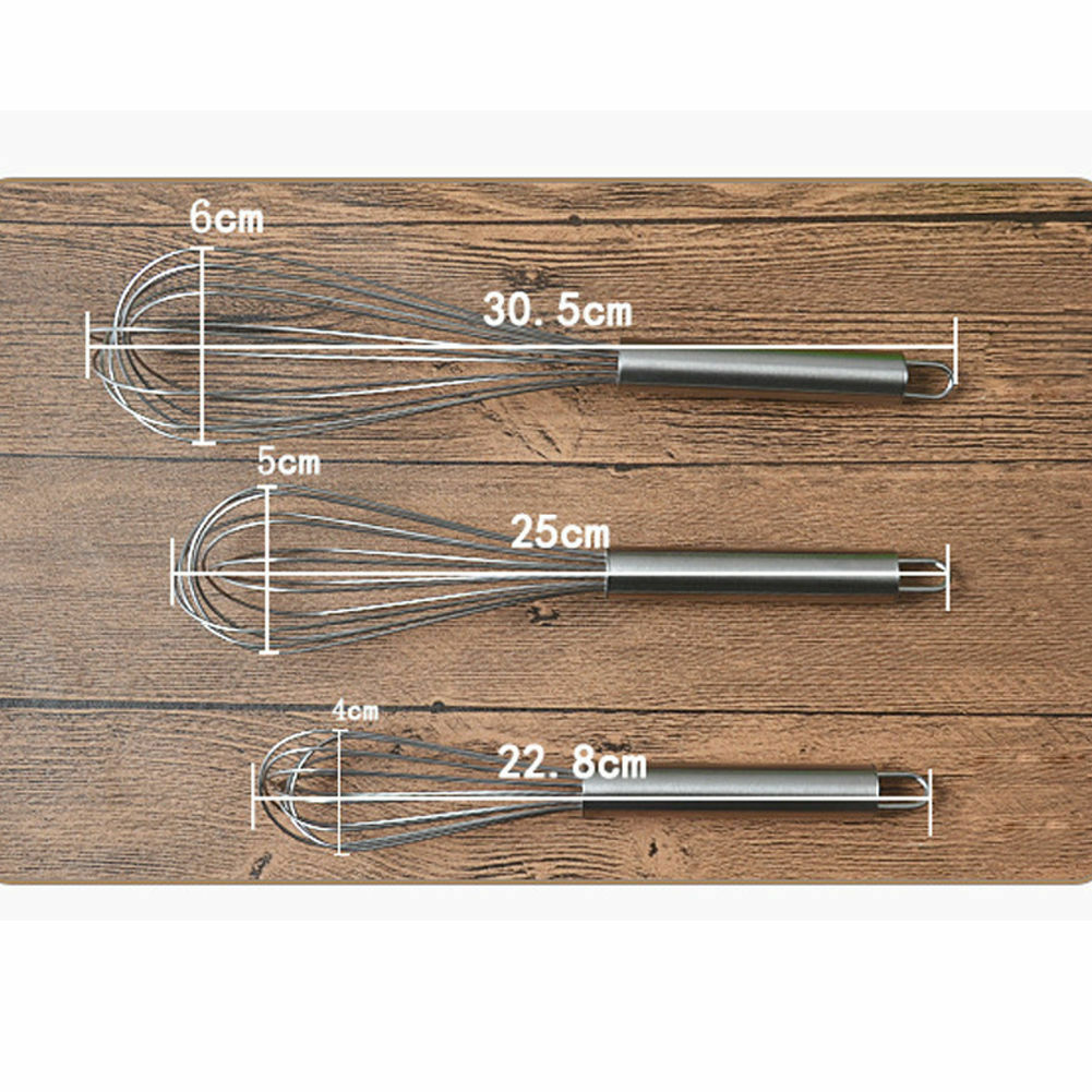3-Piece Stainless Steel Balloon Whisk Set – Professional Wire Egg Beaters for Baking & Cooking